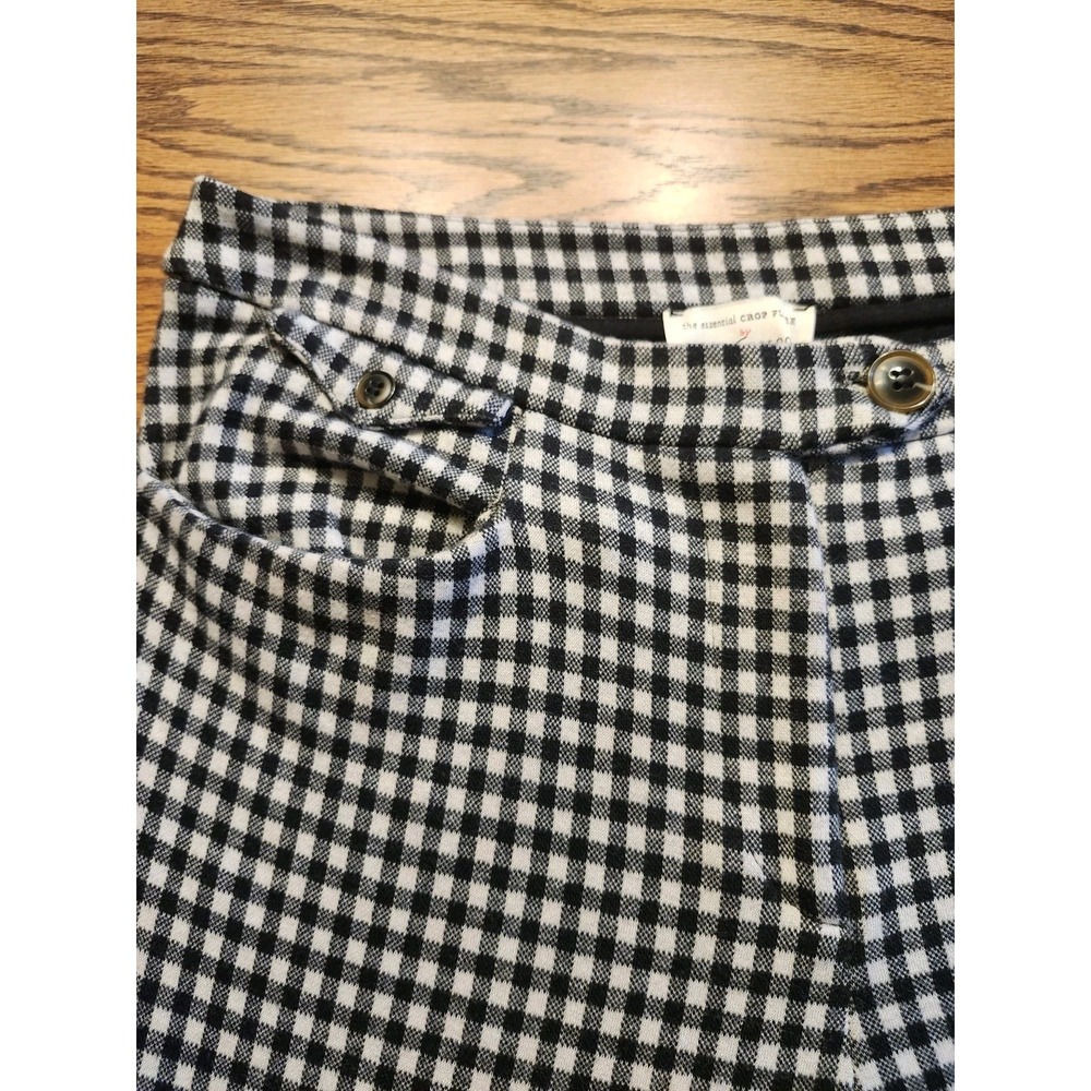 Anthropologie Pants Womens Crop Flare Ankle Knit Black & White Plaid Size 2 - Picture 2 of 10